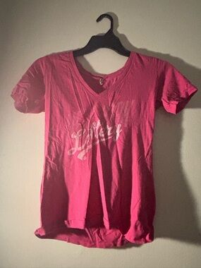 Bright Pink Women's V-Neck Tee New York lottery